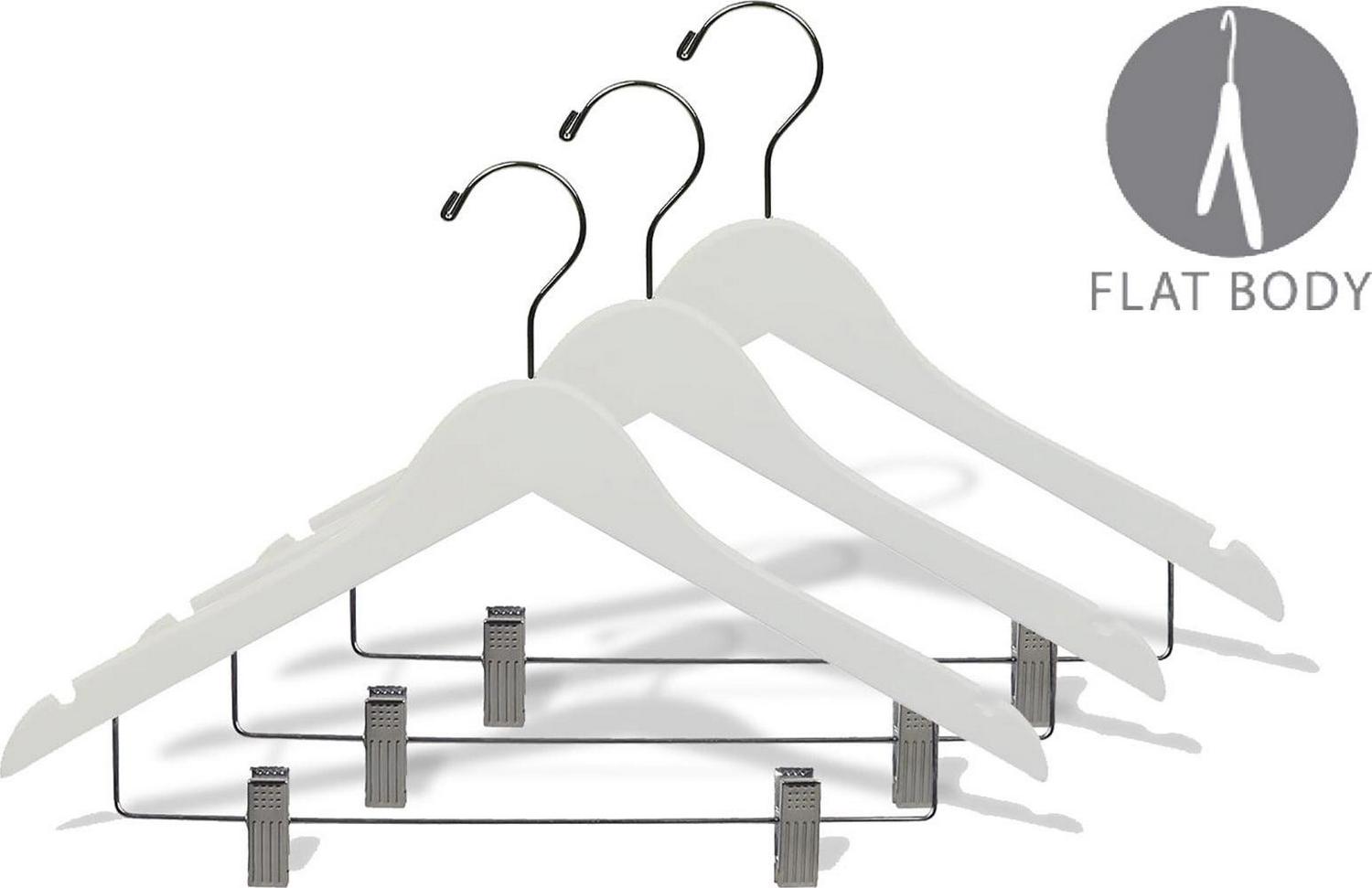 The Great American Hanger Company White Wooden Combo Hanger with Clips (Case of 100)