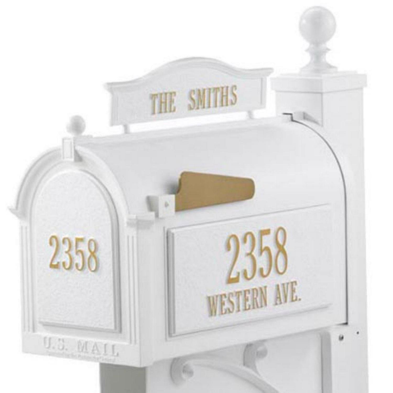 Whitehall Deluxe Mailbox Post & Brackets, White
