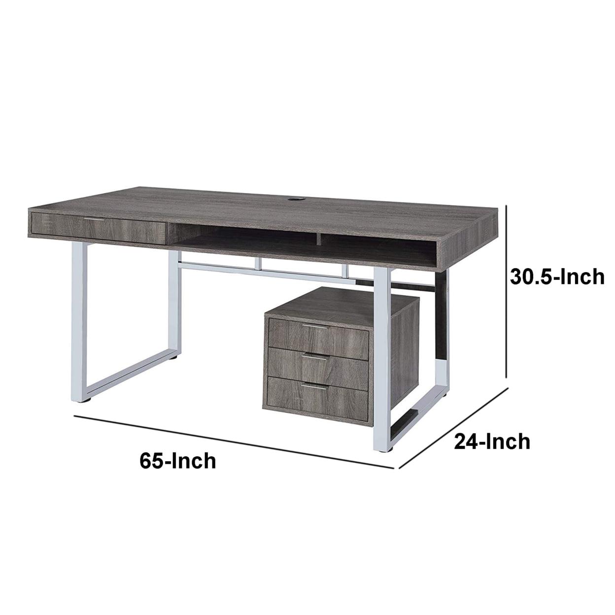 Whitman 4-drawer Writing Desk Weathered Grey - Image 6