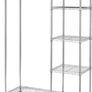 Whitmor 4-Shelf Rolling Garment Rack, Metal, Chrome