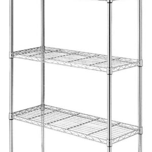 Whitmor Adjustable 36"W x 14"D x 72"H 5-Shelf Freestanding Storage Shelves, Chrome, Adult Use