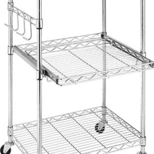 Whitmor Kitchen Storage Microwave Cart - Chrome - 16 Length x 22.5 Width x 34 Height inches