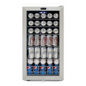 Whynter 3.3 Cubic Foot Beverage Center Fridge with Lock Stainless Steel