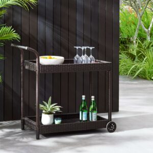 Wicker Brown Bar Cart