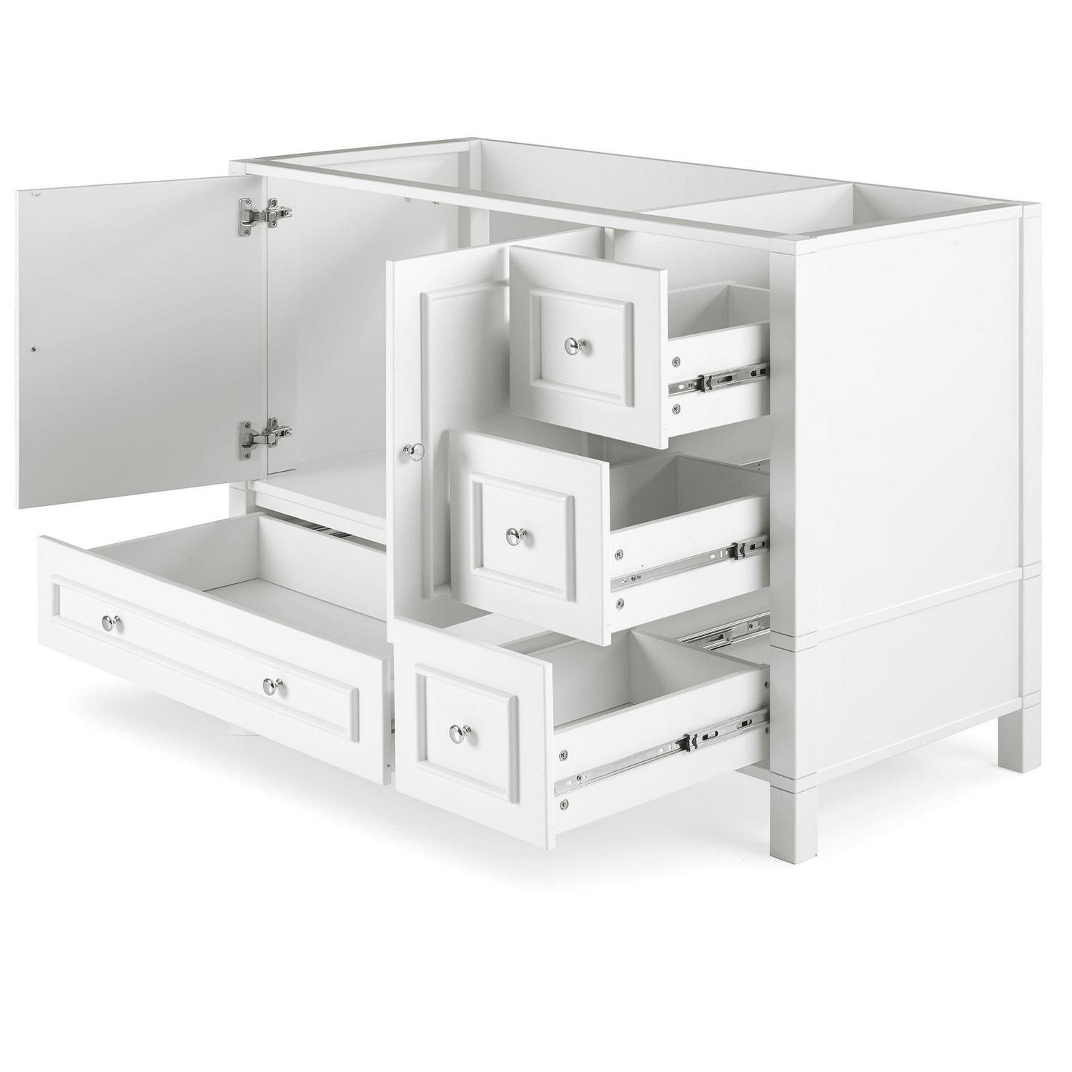 Alaterre Furniture 48in Wood Bathroom Vanity with Soft-Close Doors, White - Image 3