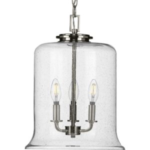 Progress Lighting Winslett 3-Light Pendant, Brushed Nickel, Seeded Glass Shade