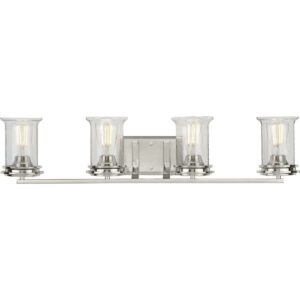 P300275-009-Progress Lighting-Winslett - 4 Light - Cylinder Shade in Coastal style - 33.25 Inches wide by 7.25 Inches high-Brushed Nickel Finish