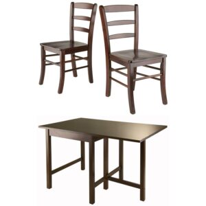 Winsome Lynden 5-Piece Dining Set with Drop-Leaf Table, Antique Walnut