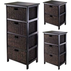 Winsome Omaha Storage Rack with 9 Foldable Baskets, Dark Espresso/Chocolate