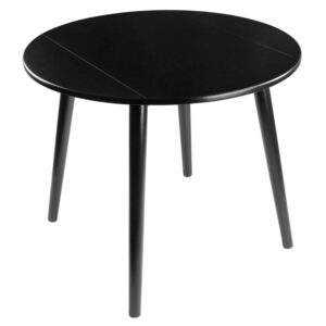 Winsome Moreno Round Drop Leaf Dining Table, Black Finish