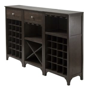 Winsome Wood Ancona 3-Pc Modular Wine Display Cabinet Set, Espresso Finish