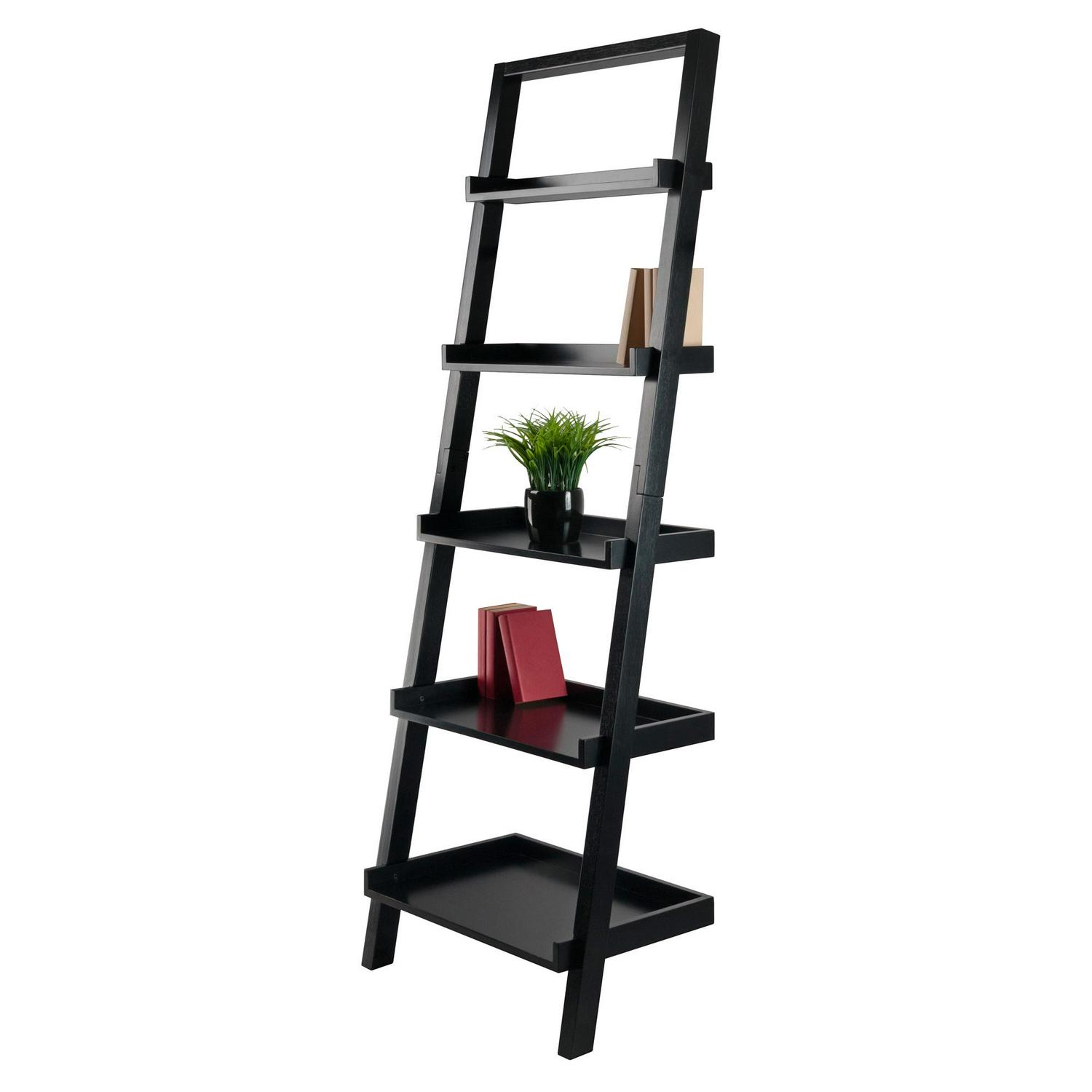 Winsome Wood Bellamy Leaning 5-Tier Shelf, Black Finish - Image 5