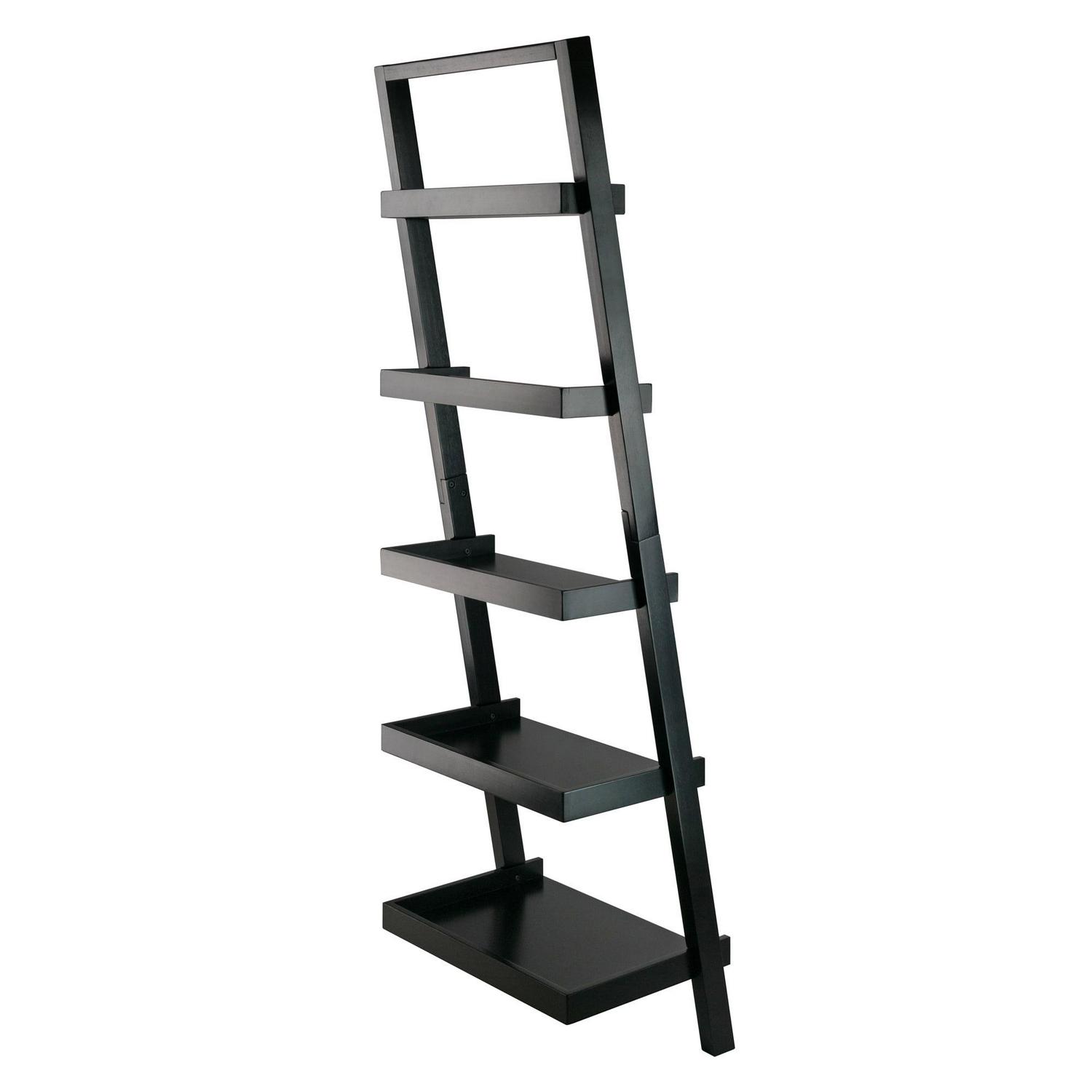 Winsome Wood Bellamy Leaning 5-Tier Shelf, Black Finish - Image 6