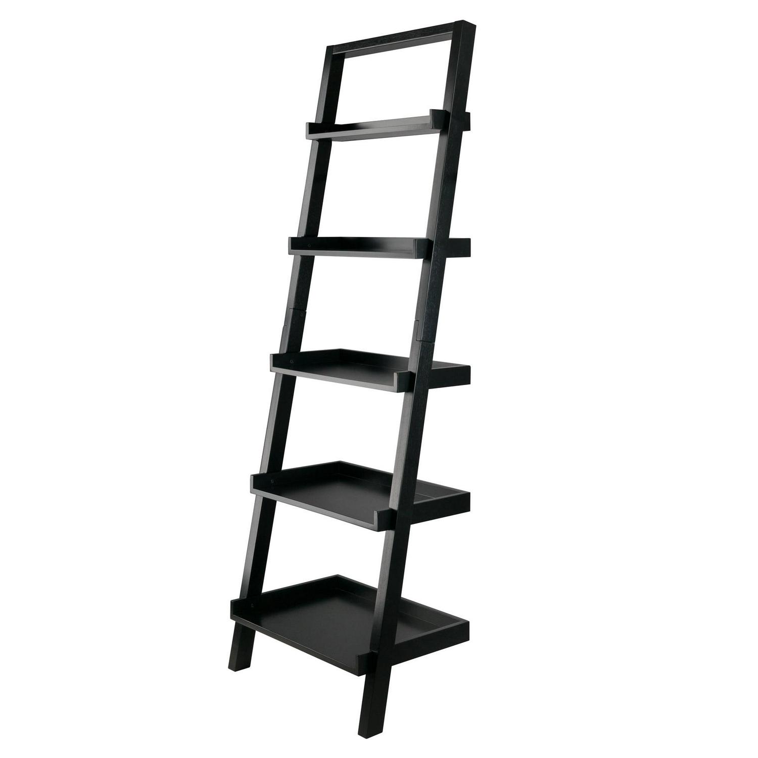 Winsome Wood Bellamy Leaning 5-Tier Shelf, Black Finish