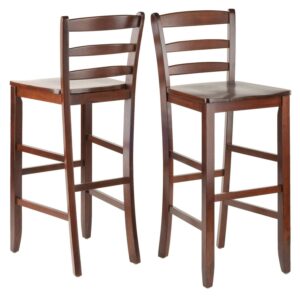 Winsome Benjamin Ladder-Back Bar Stools, Set of 2, Walnut Finish