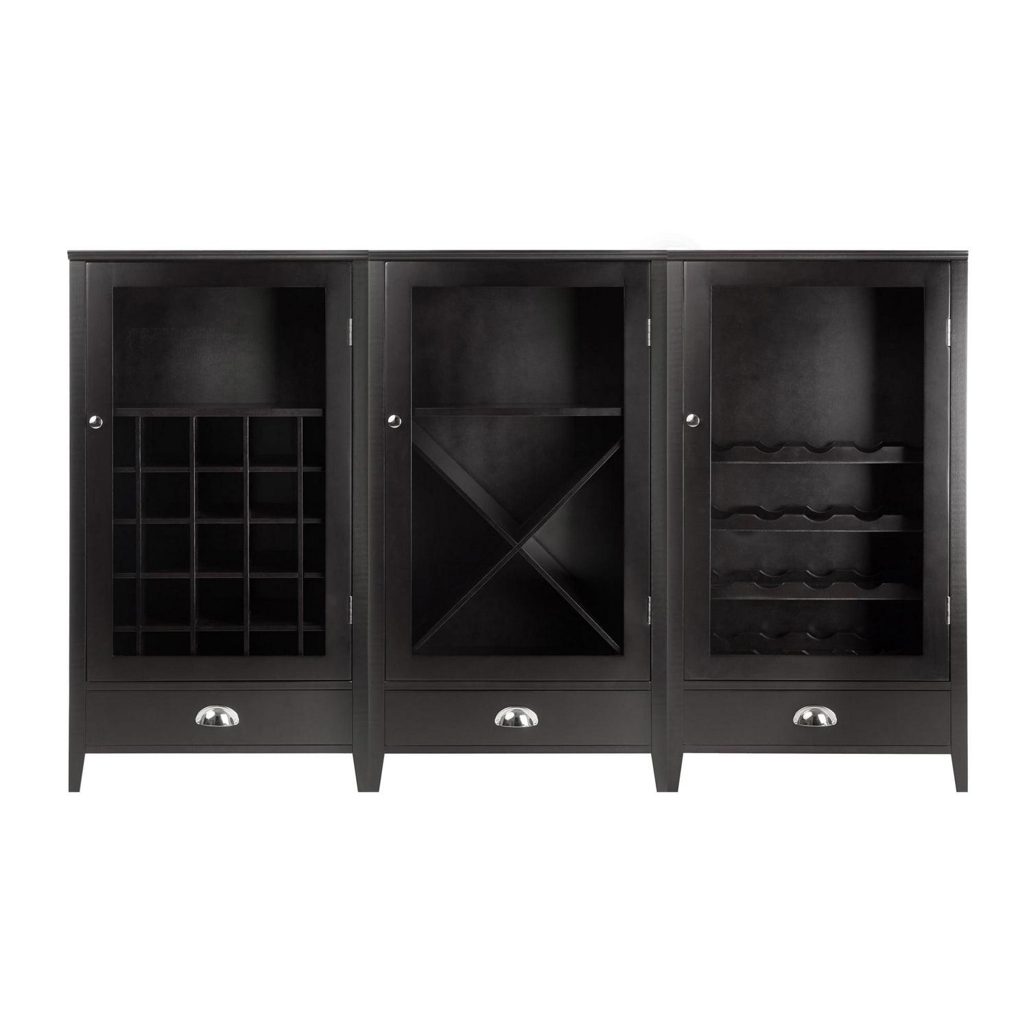 Winsome Wood Bordeaux 3-Pc Modular Wine Cabinet Set, Espresso Finish - Image 2