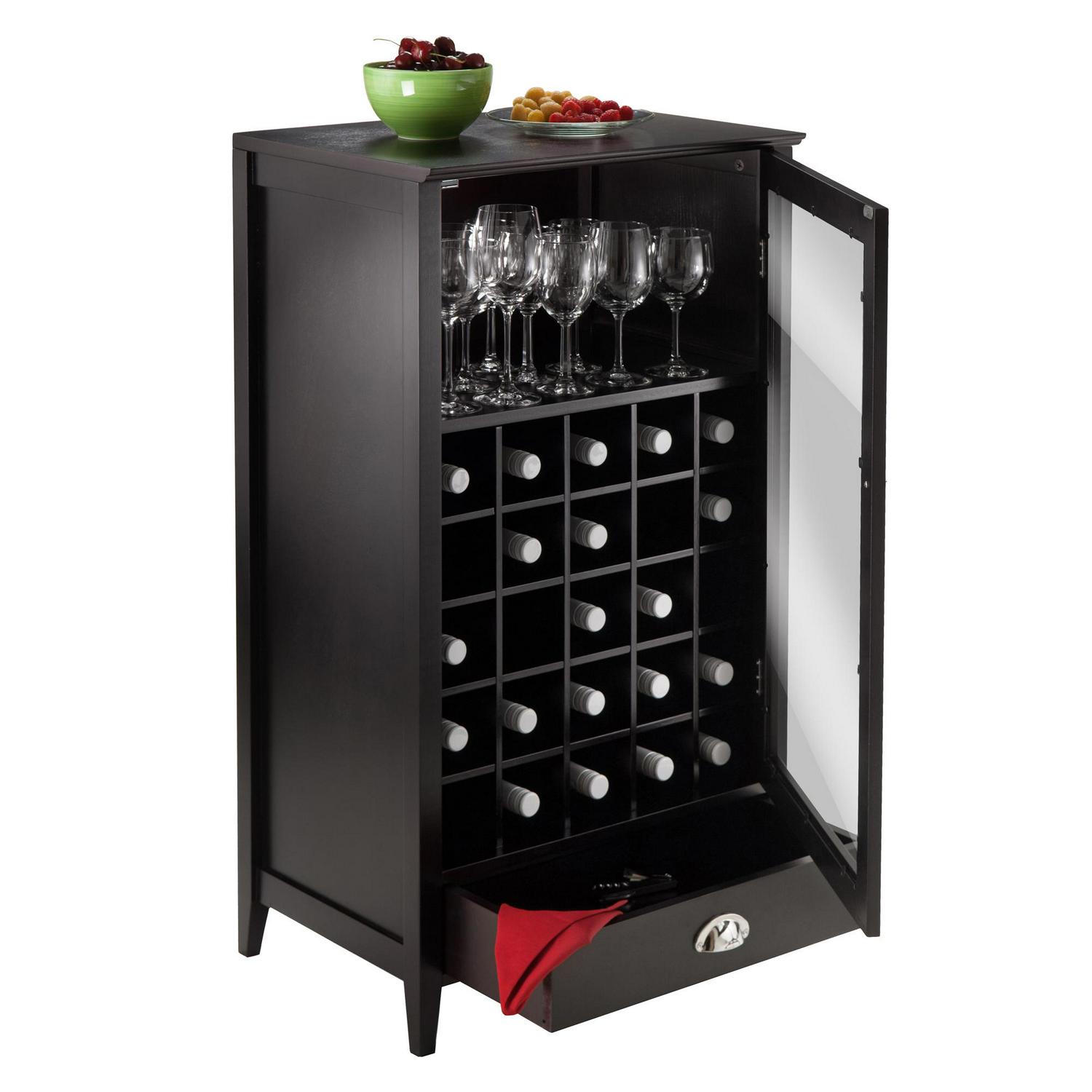 Winsome Wood Bordeaux 3-Pc Modular Wine Cabinet Set, Espresso Finish - Image 9