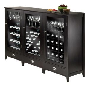 Winsome Wood Bordeaux 3-Pc Modular Wine Cabinet Set, Espresso Finish