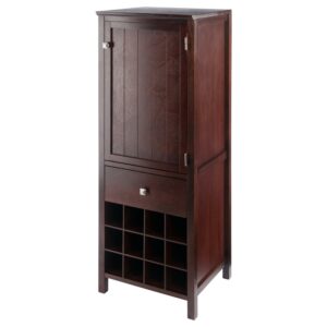 Winsome Wood Brooke Jelly 3-Section Cupboard, Wine Storage, Walnut Finish
