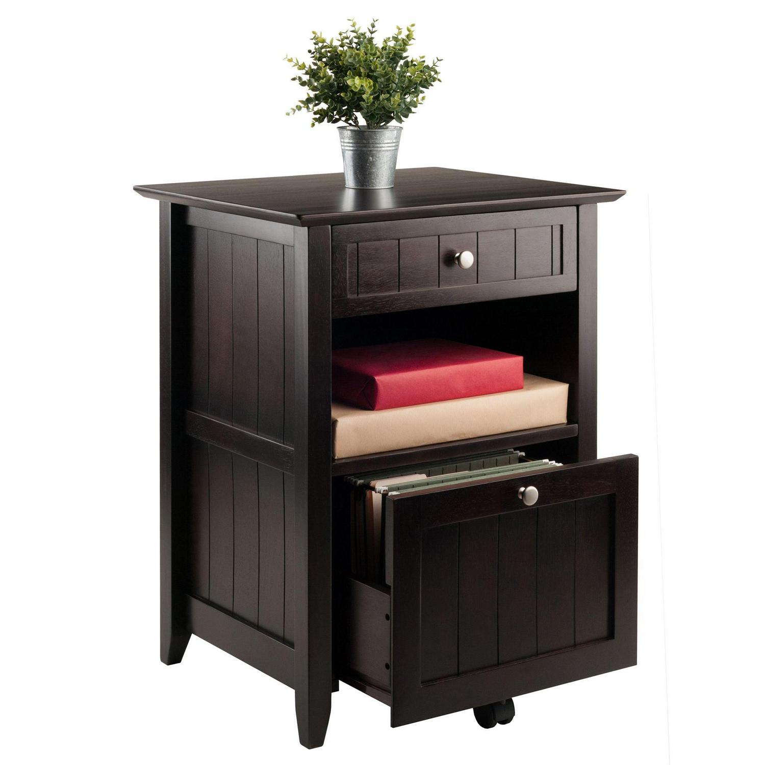 Contemporary Home Living Burke File Cabinet Coffee Finish - Image 5