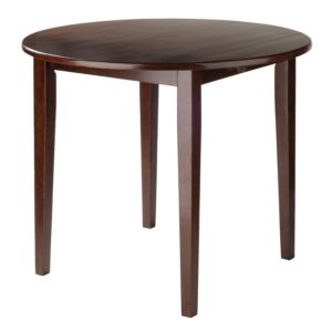 Winsome Wood Clayton Round Drop Leaf Dining Table, Walnut Finish