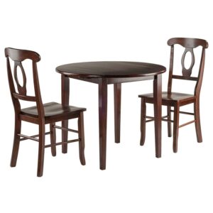 Winsome Wood Clayton 3-Pc Dining Set, Drop Leaf Table & 2 Keyhole Back Chairs, Walnut Finish