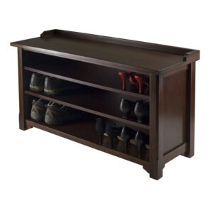 Winsome Wood Dayton 3-Shelf Storage Bench, Walnut Finish