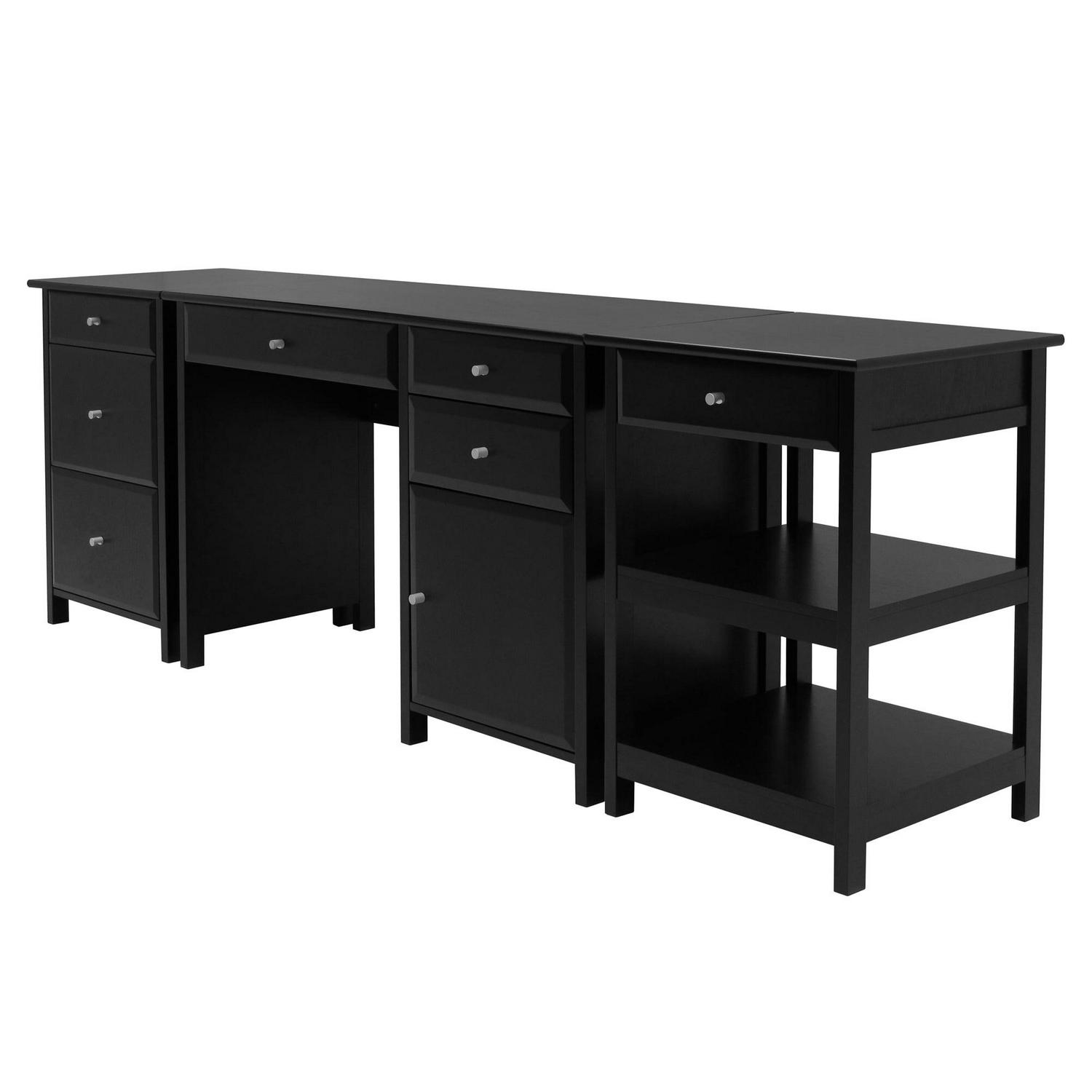 Winsome Wood Delta 3-Pc Home Office Desk Set, Black Finish