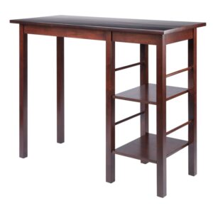 Winsome Egan Breakfast Kitchen Island with Shelves, Walnut Finish
