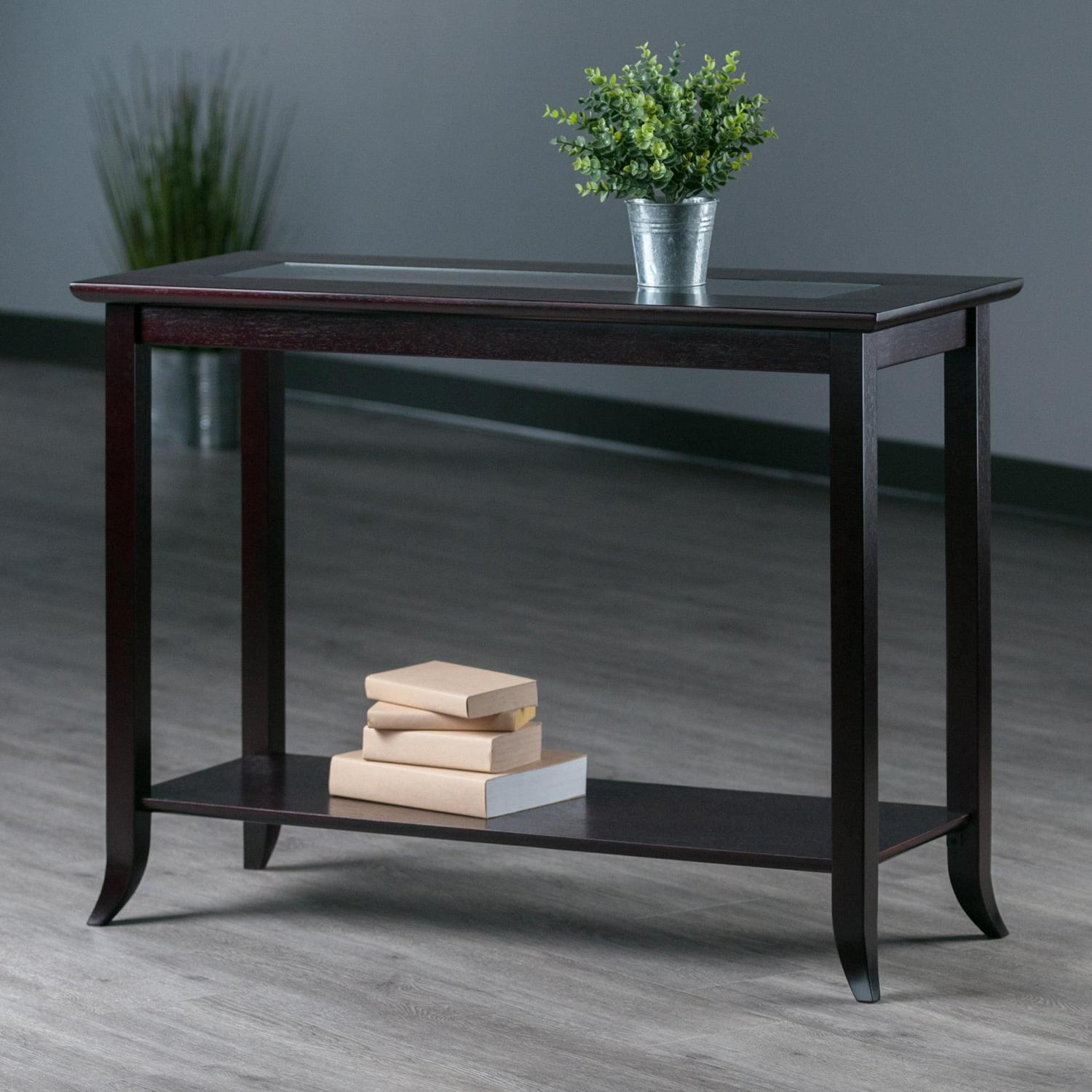 Winsome Genoa Console Glass Top Table, Espresso Finish - Image 4