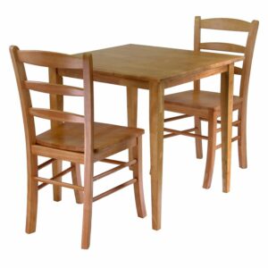 Winsome Wood Groveland 3-Pc Dining Set, Square Table & 2 Ladder Back Chairs, Light Oak Finish