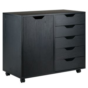 Winsome Halifax 5-Drawer, Side Storage Mobile Cabinet 20630, Black Finish