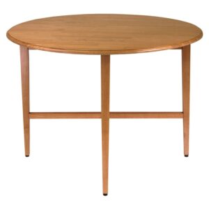 Winsome Hannah Double Drop Leaf Round Dining Table, Light Oak Finish