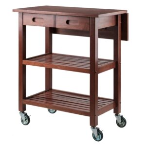 Winsome Wood Jonathan Drop Leaf Kitchen Utility Cart, Walnut Finish