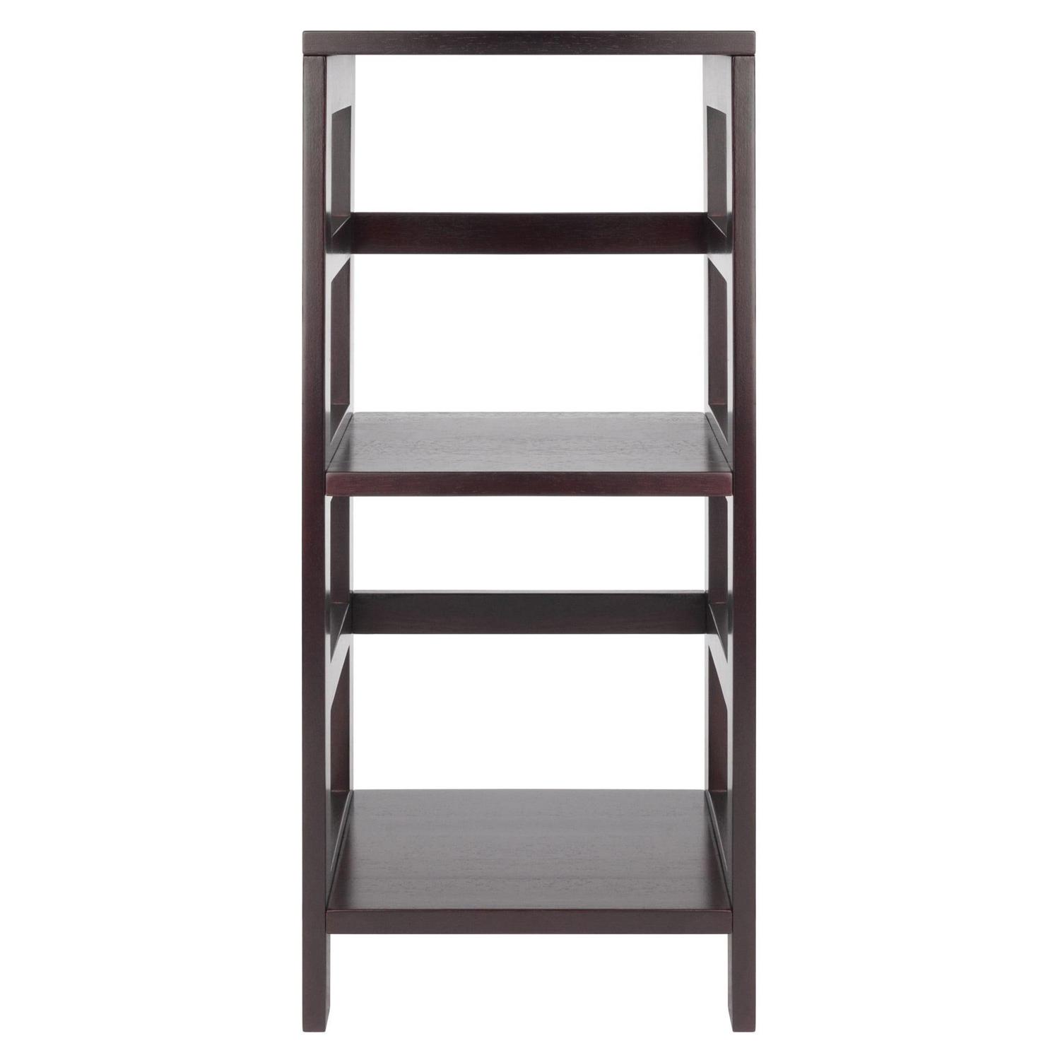 Winsome Wood Leo 3-Pc Storage Set, 2-Section Shelf & 2 Wicker Walnut Baskets, Espresso Finish - Image 3