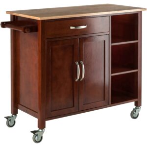 Winsome Mabel Kitchen Utility Cart, Two-Tone, Natural & Walnut Finish