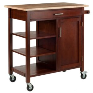 Winsome Wood Marissa Kitchen Utility Cart, Two-Tone, Natural & Walnut Finish