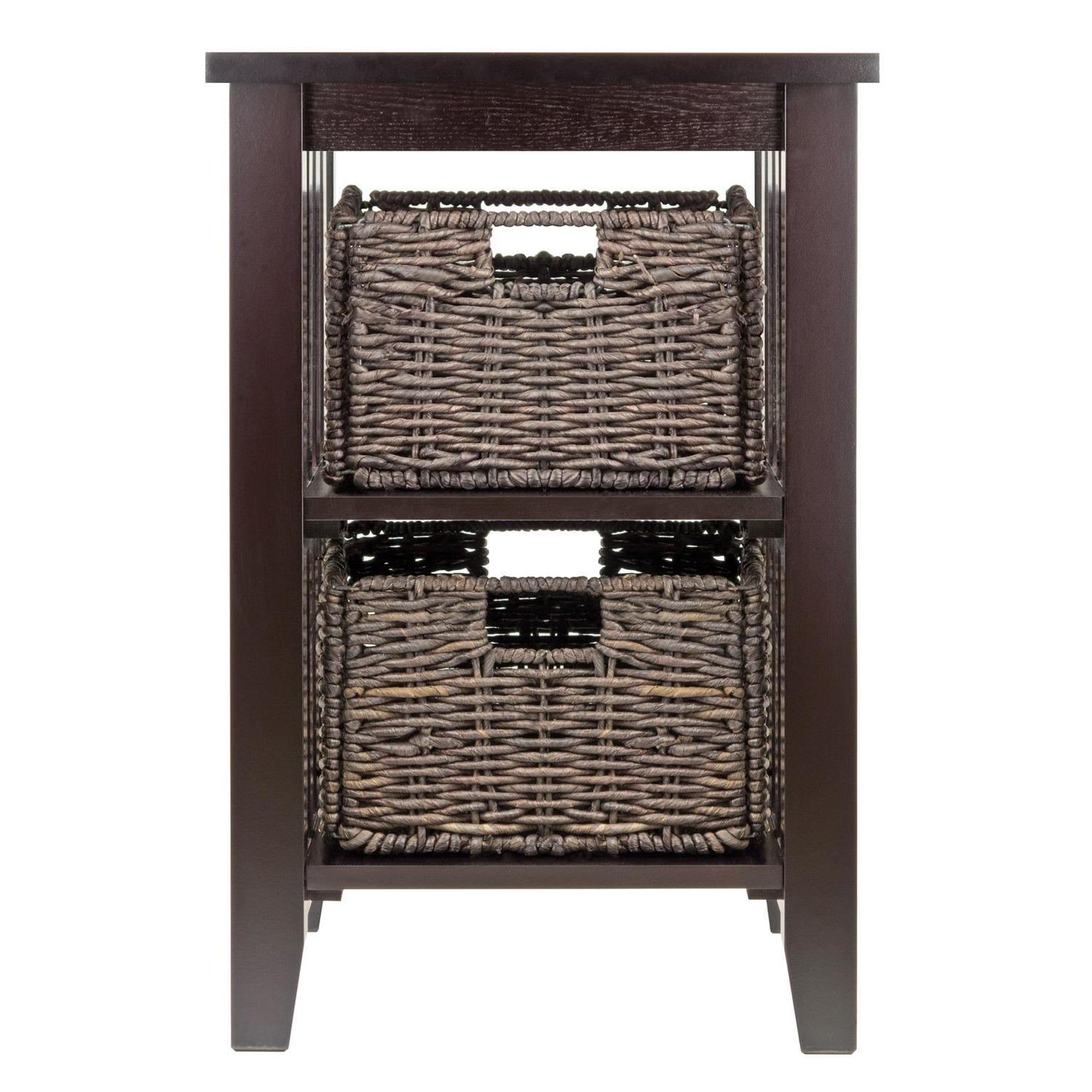 Winsome Morris Accent Table, 2 Foldable Chocolate Corn Husk Baskets, Espresso Finish - Image 5
