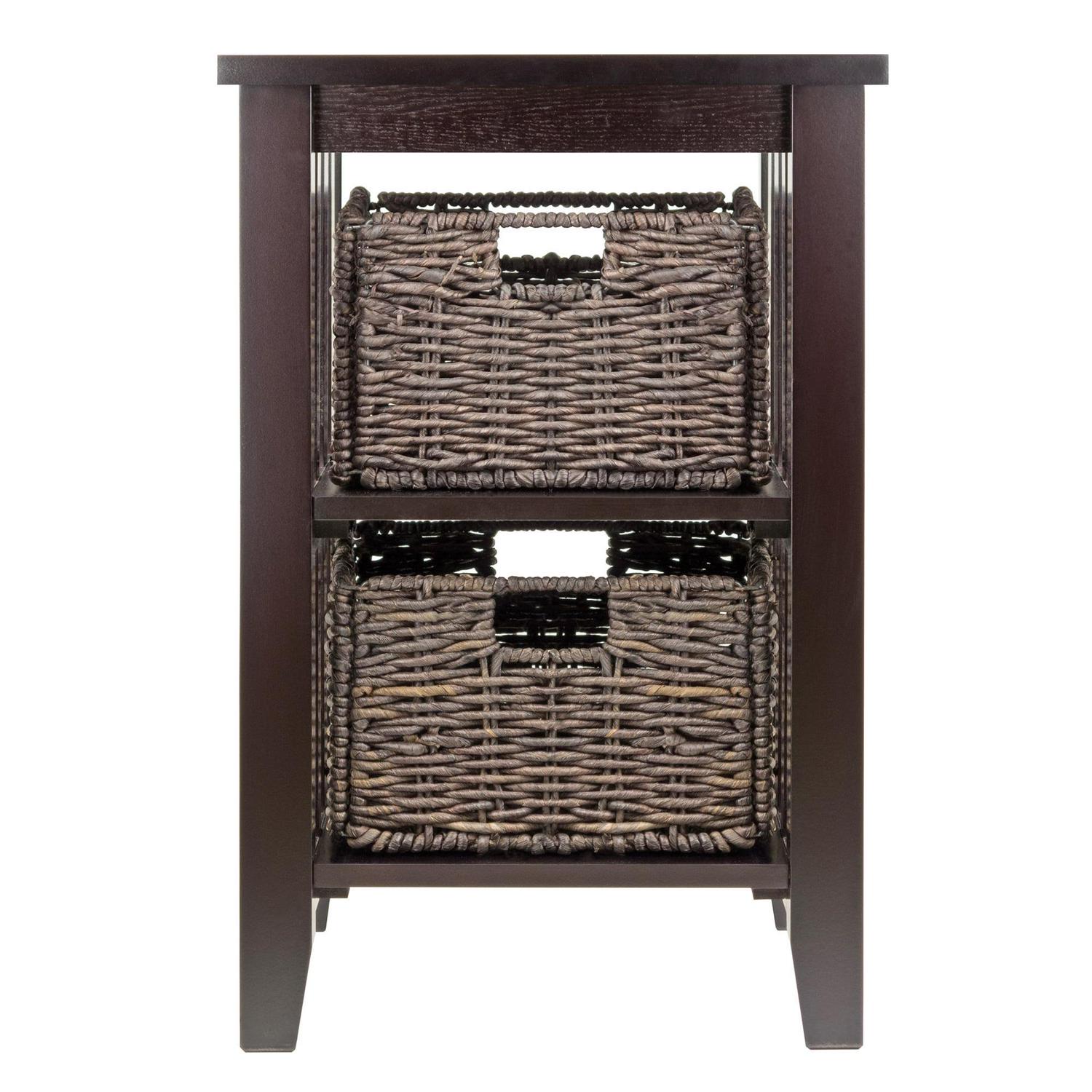 Winsome Morris Accent Table, 2 Foldable Chocolate Corn Husk Baskets, Espresso Finish - Image 3