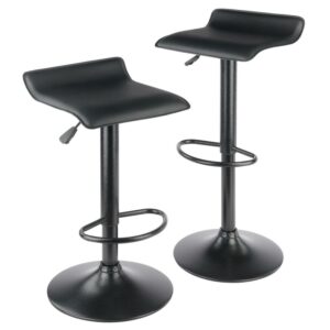 Winsome Wood Obsidian 2-Pc Adjustable Swivel Stool Set, Black Finish