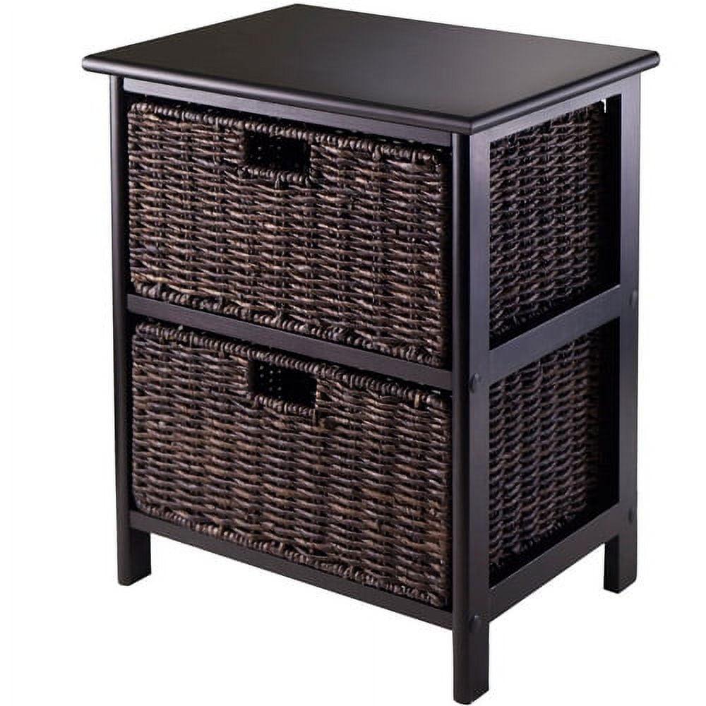 Winsome Omaha Storage Rack, 2 Chocolate Baskets, Black Finish