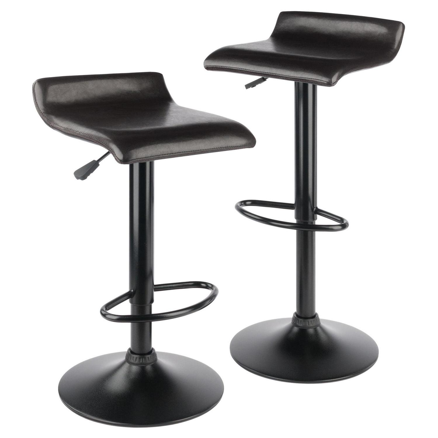 Winsome Wood Paris 2-Pc Adjustable Swivel Stool Set, Black & Espresso Finish