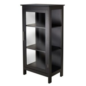 Winsome Poppy Display Cabinet, Glass Door, Black Finish