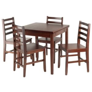 Winsome Wood Pulman 5-Pc Dining Set, Extendable Table & 4 Ladder-back Chairs, Walnut Finish