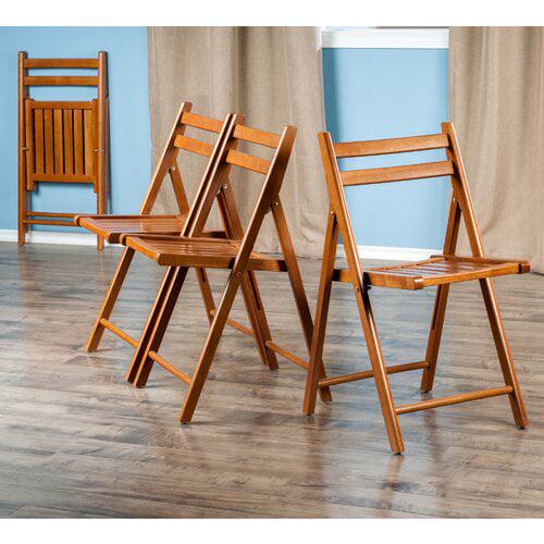 Winsome Robin 4-PC Folding Chair Set, Teak Finish - Image 4