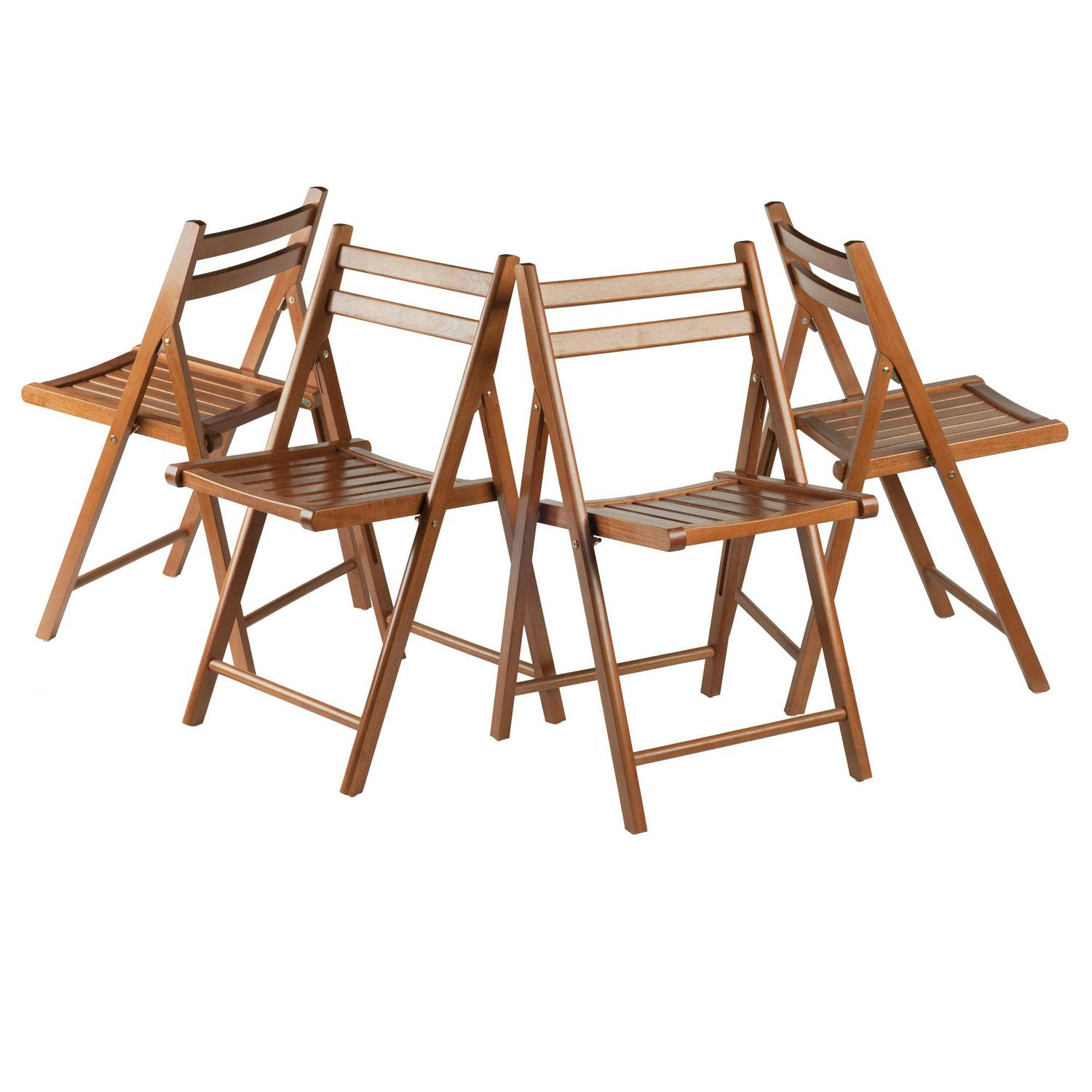 Winsome Robin 4-PC Folding Chair Set, Teak Finish - Image 8