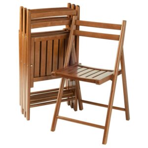 Winsome Robin 4-PC Folding Chair Set, Teak Finish