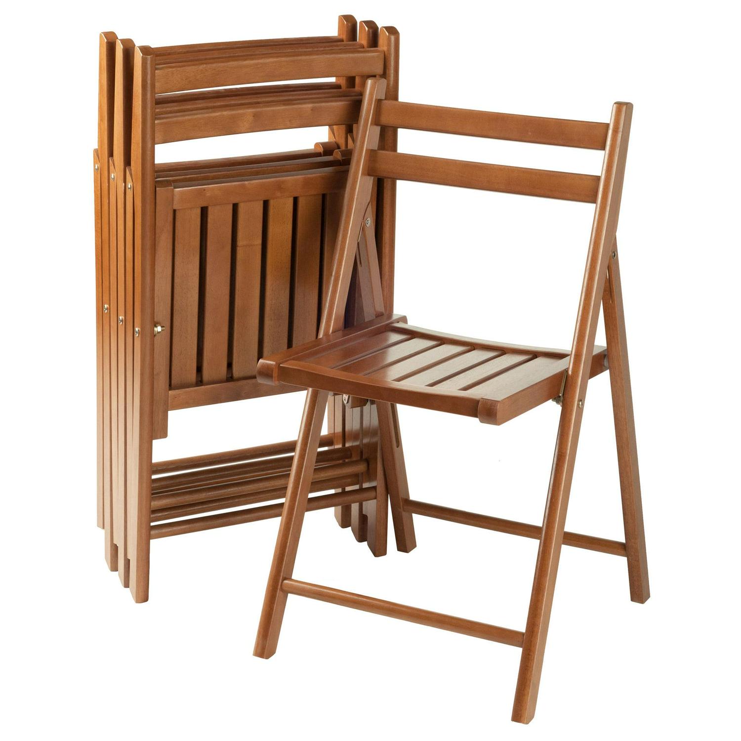 Winsome Robin 4-PC Folding Chair Set, Teak Finish