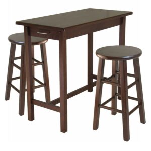 Winsome Wood Sally 3-Pc Breakfast Table with 2 Square Leg Counter Stools, Walnut