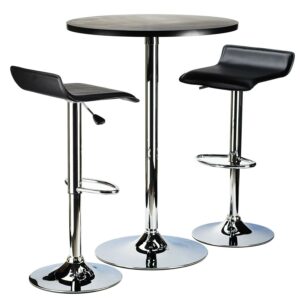 Winsome Wood Spectrum Pub Table & Stools, 3PC Set, Black & Chrome